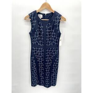 DONNA MORGAN NWT Navy Geometric Sleeveless Sheath Dress // 0